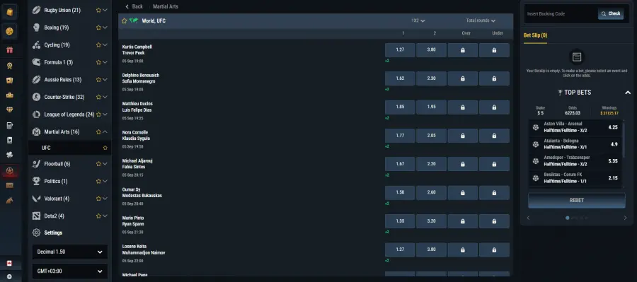 MMA betting canada content